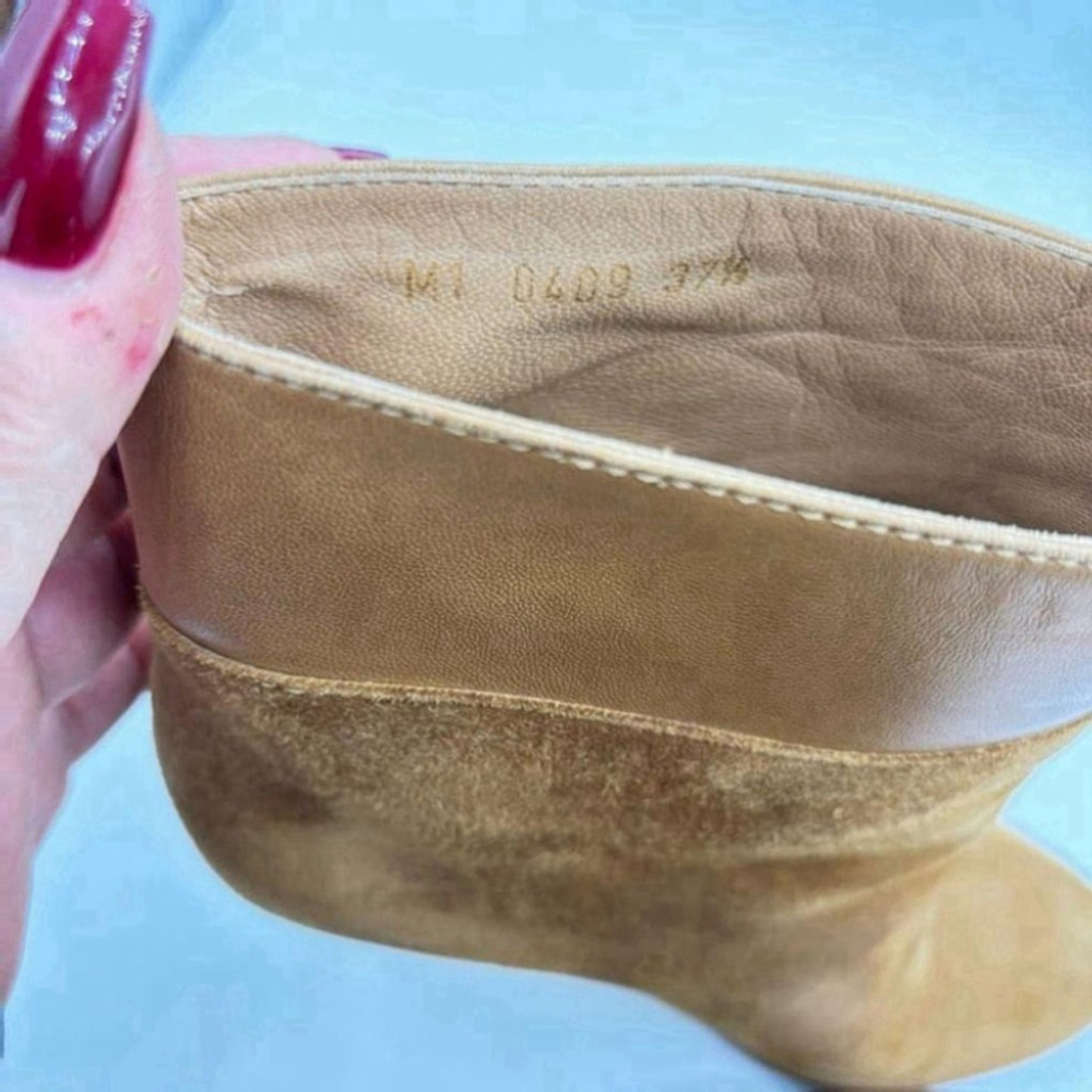 Christian Dior Suede ankle Boots Cd Logo Brown Stiletto Heel Bootie EU 37.5 - Picture 10 of 16